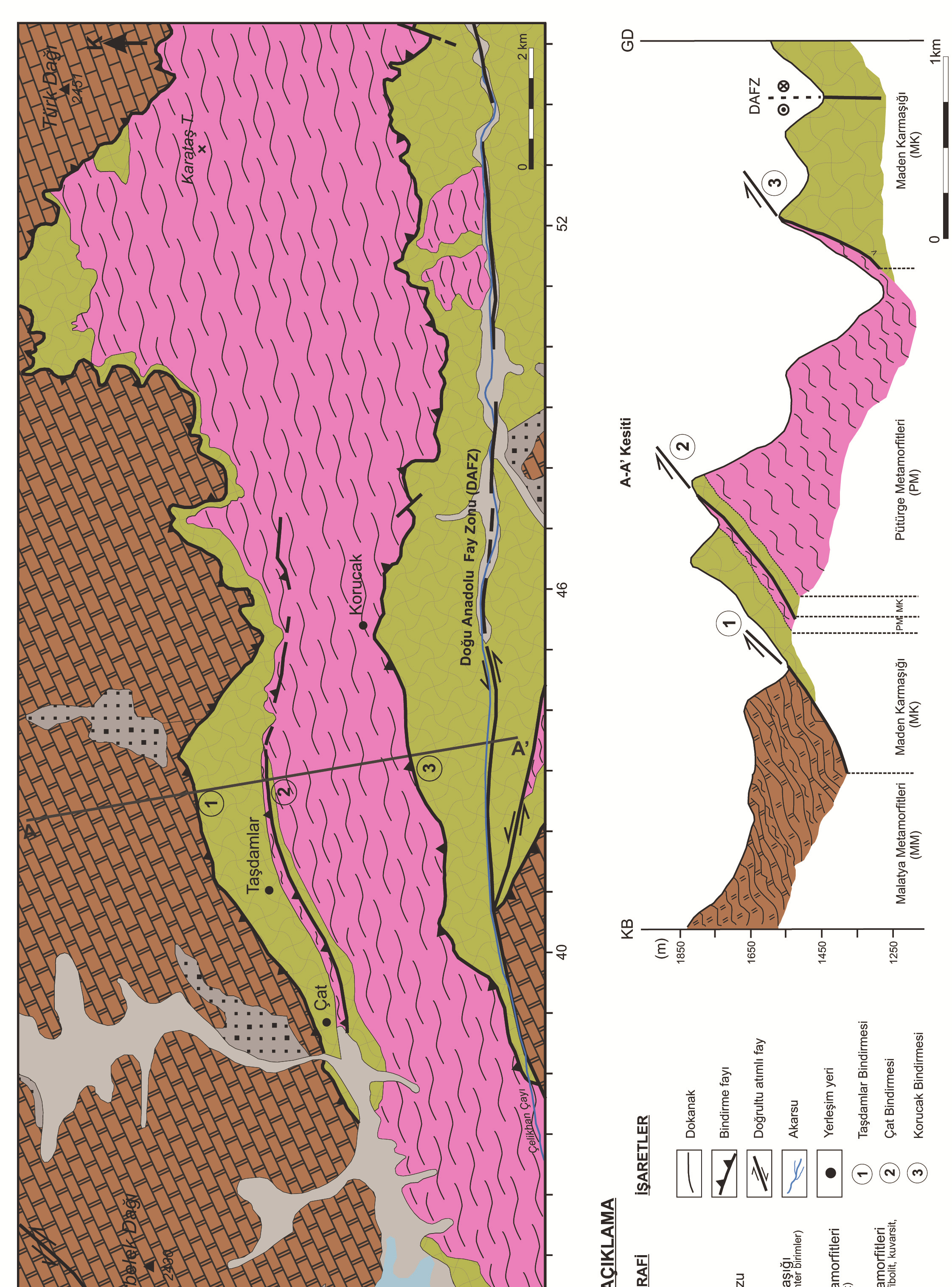 133 Figure 2. (a) Geological map of the study area (modified from Karaman et al.