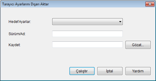 Bölüm 3 3 [Hedef Ayarlar] için dışarı aktarılacak ayarları seçin. 4 [Sürüm/Ad] ve [Kaydet]'i belirleyin. Ayarlar ile ilgili bilgi için, bkz. Admin Agent Yardım.