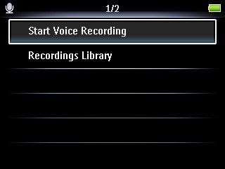 4 Durdurmak ve kaydı saklamak için a düğmesine basın. > Kayıtlarınız oynatıcıda Recordings Library (Kayıt Kütüphanesi) altına kaydedilir.