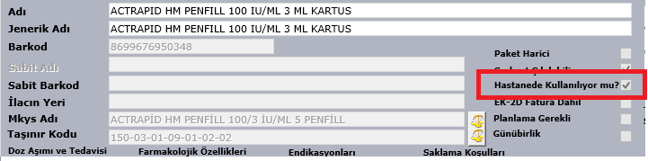 Aktif etmek için ilaç kartı görüntülenir ve Hastanede Kullanılıyor mu? işaretlenir. 2. Majistral İlaç Rehberi : Majistral ilaçlar oluşturmak için kullanılan alandır. 3.