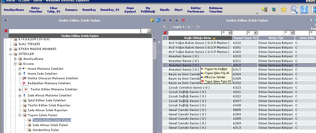 5.6.2 İade Alınan İstek Fişleri : MKYS ye Gönderilmemiş İade TİF ler bu