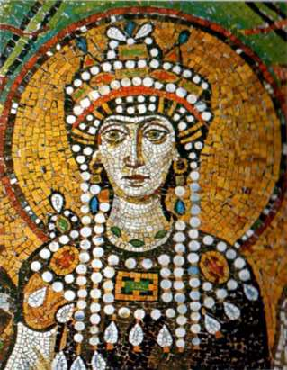 48 Resim 4.32. İmparatoriçe Theodora.Mozaik, San Vitale, Ravenna,İtalya İmparatoriçenin taç, elbiselerindeki zümrüt yakut ve incilerle bezenmiş mücevherler özel bir günü işaret ediyor.