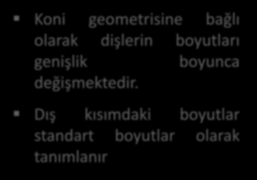 Konik Dişli Çark Mekanizması Koni geometrisine bağlı olarak dişlerin boyutları genişlik boyunca değişmektedir.