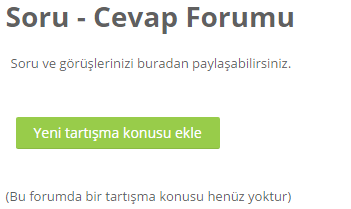 Uzaktan Eğitim Kullanma Klavuzu Sayfanın orta kısmında yer alan Yeni Tartışma konusu ekle kısmına tıklayarak yeni bir tartışma konusu başlatabilir, ya da ders ile ilgili sorularınızı buradan