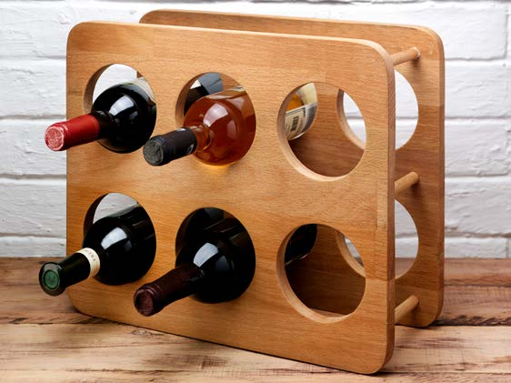 WOODEN SERVICE BOARDS / PLATTERS / STANDS / SERVICING PLATTER 37 LV AS 403 IR 33 x 40 x 18 cm - 2,30 kg Description: Wooden Wine Rack, 6 Bottles.