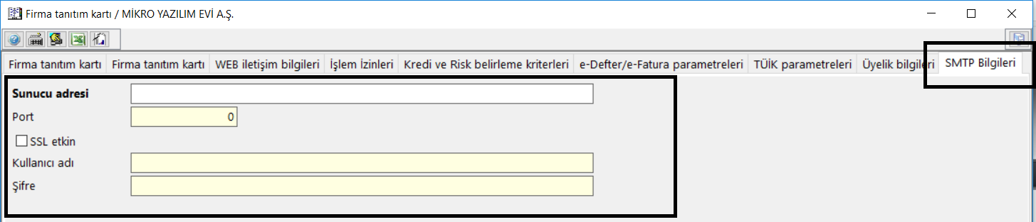 Yapılan tanımlama sonrası SMTP ayarları gönderimi (379901) menüsünden bilgilerin gönderilmesi yeterlidir.