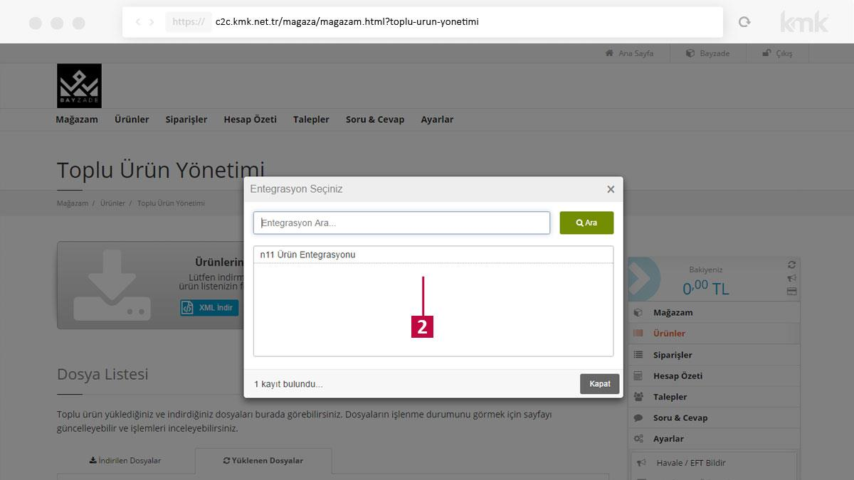 2. ÜRÜNLERİ İNDİRİN 1. XML İndir Ürünlerinizi XML dosyası şeklinde indirmek için XML İndir butonuna tıklayınız. 2.