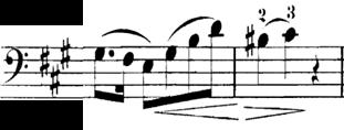 Legato uygulamasında ise; notalar arasında yayı durdurmadan tel geçişlerinin eşitliği, bileğin esnek olmasıyla sağlanabilir. Şekil 2. Carl Schröder in Op.