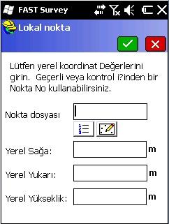 Şekil 4 Şekil 5 Sol altta bulunan Ekle seçilir. Lokal Nokta penceresi açılır (Şekil 4). Burada listeden seç ya da haritadan seç kısa yolları yardımı ile ilk nokta seçilir.