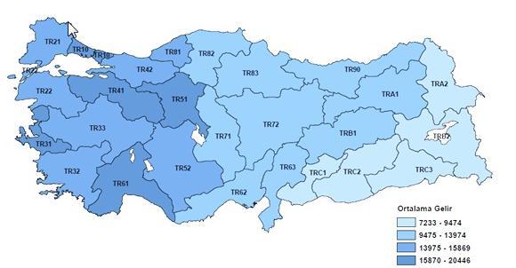 Türkiye İstatistik Kurumu nun 2014 yılında yayınladığı Gelir ve Yaşam Koşulları Araştırması Bölgesel Sonuçları araştırmasıyla yoksulluğu Türkiye de Düzey 2 bölgeleri arasında kıyaslamak mümkün hale