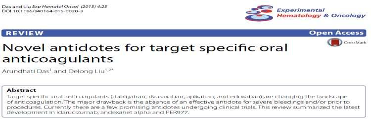 Andexanet alfa in reversing apixaban- (ANNEXA-A study) and rivaroxaban- (ANNEXA-R study) ile süren Faz III çalışmasında ;direkt olarak faktör Xa inhibitörlerine bağlanarak kanamayı kontrol altına