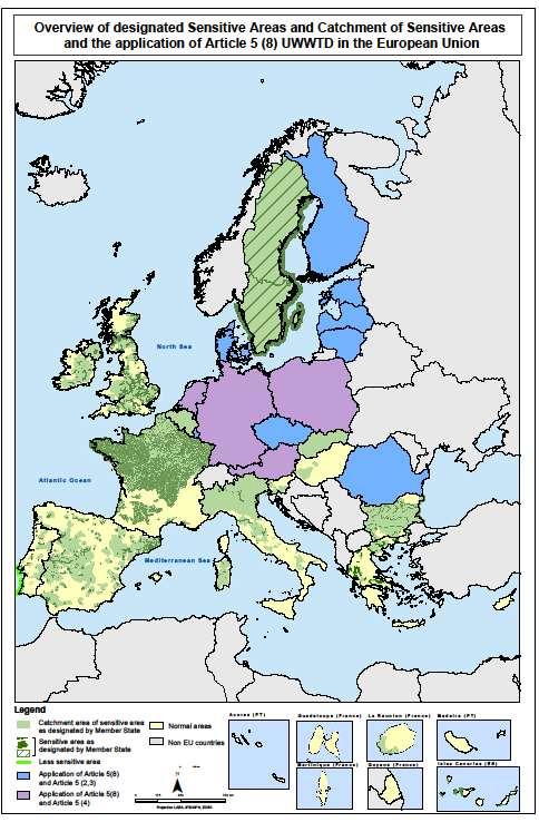 AB ÜLKELERİNDE NİTRATA HASSAS ALANLAR 15 Üye Ülke Almanya, Avusturya, Belçika, Çek Cumhuriyeti, Danimarka, Estonya, İsveç, Letonya, Litvanya, Lüksemburg, Hollanda, Polonya, Slovakya, Finlandiya,