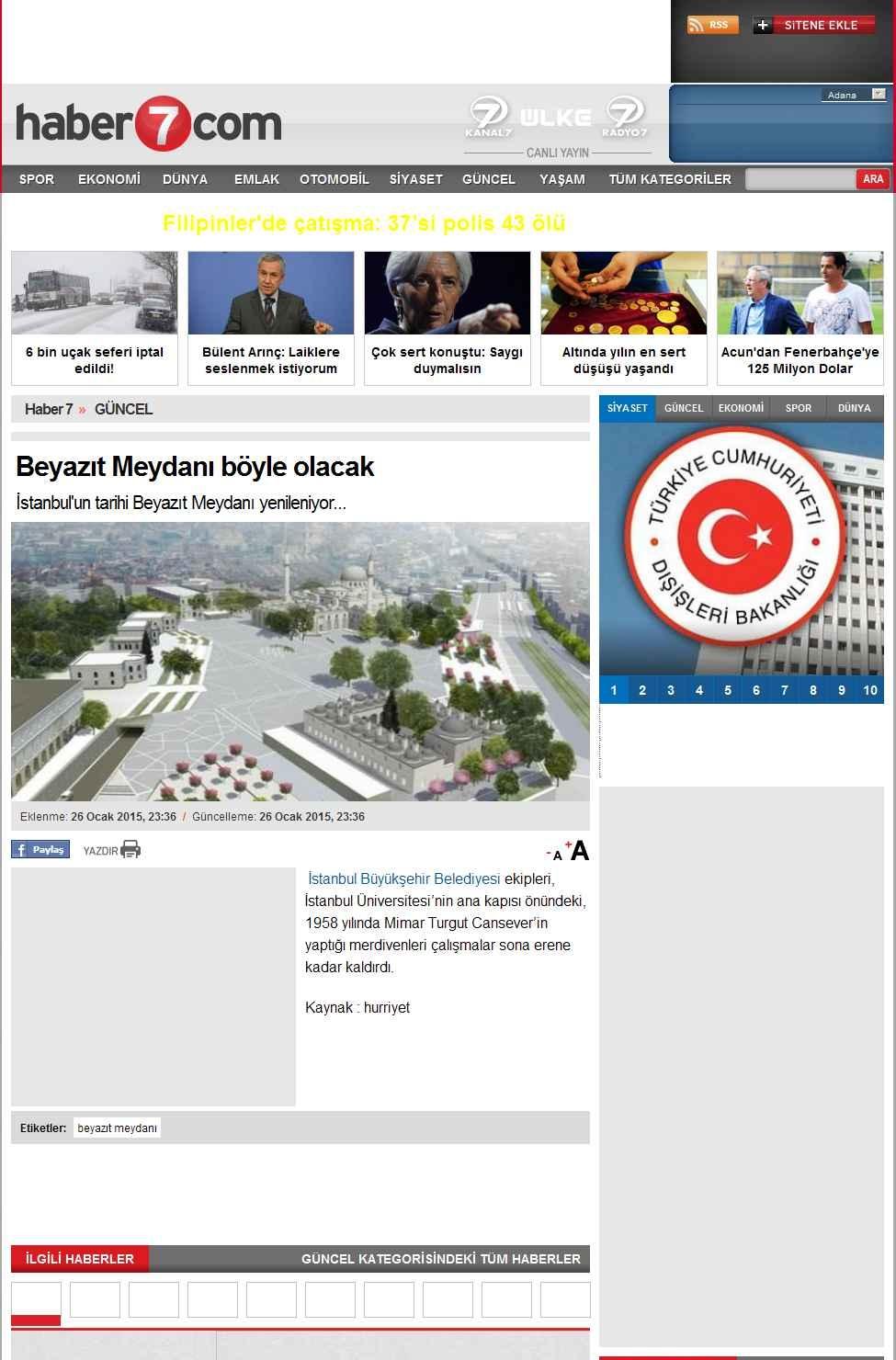 Portal Adres BEYAZIT MEYDANI BÖYLE OLACAK : www.haber7.