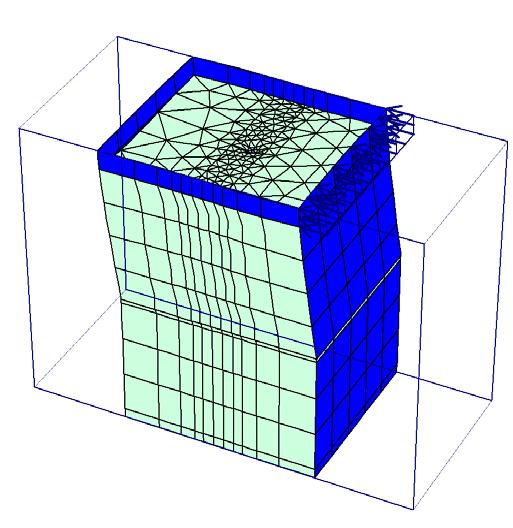 noktası) ve zemin deplasmanları (A, C ve D noktaları) Tablo 2 de verilmiştir. (c) Şekil 5 (devam). 3-D Sonlu Elemanlar Modeli.