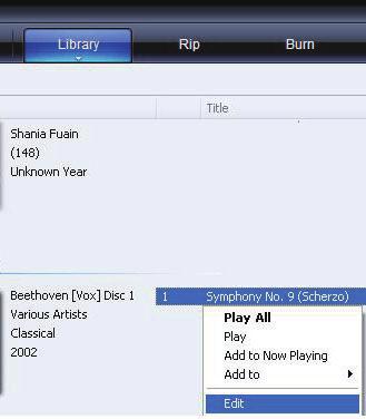 Örneğin, Windows Media Player 11 de gösterildiği gibi tıklatın. İstenen şarkıyı seçin ve ardından düzenlemek için çift tıklatın.