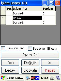 Hareket işlemini kullanmak Bk-Mobile Programının Kullanımı Bir hareket işlemini kullanmak için Hareket İşlemleri penceresinde kullanılmak istenilen hareket işlemi adı