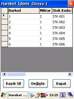 Aşağıdaki ekranda örnek bir hareket işleminin detayı görülmektedir.