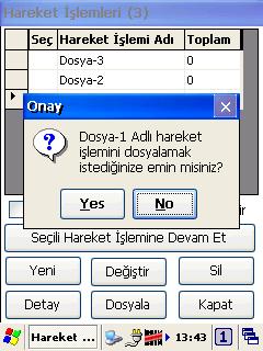 Dosyala düğmesi tıklanıldığında açılan üstteki (solda)