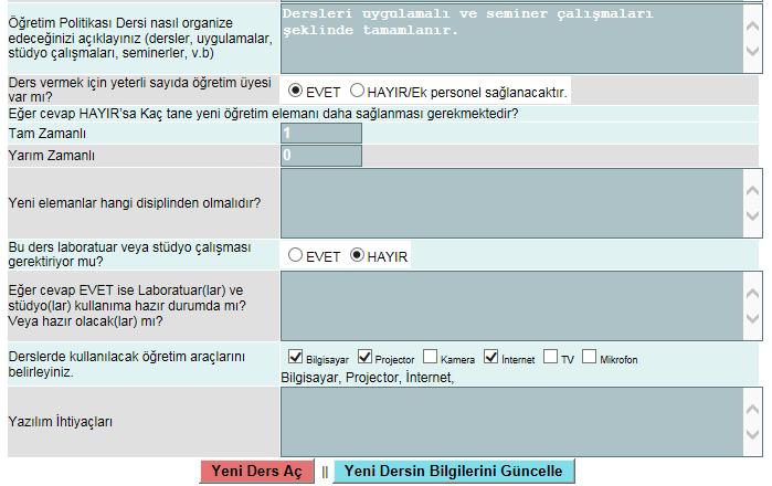 Şekil 6 de görünen alanlarda istenilen değişiklikler yapıldıktan sonra Yeni