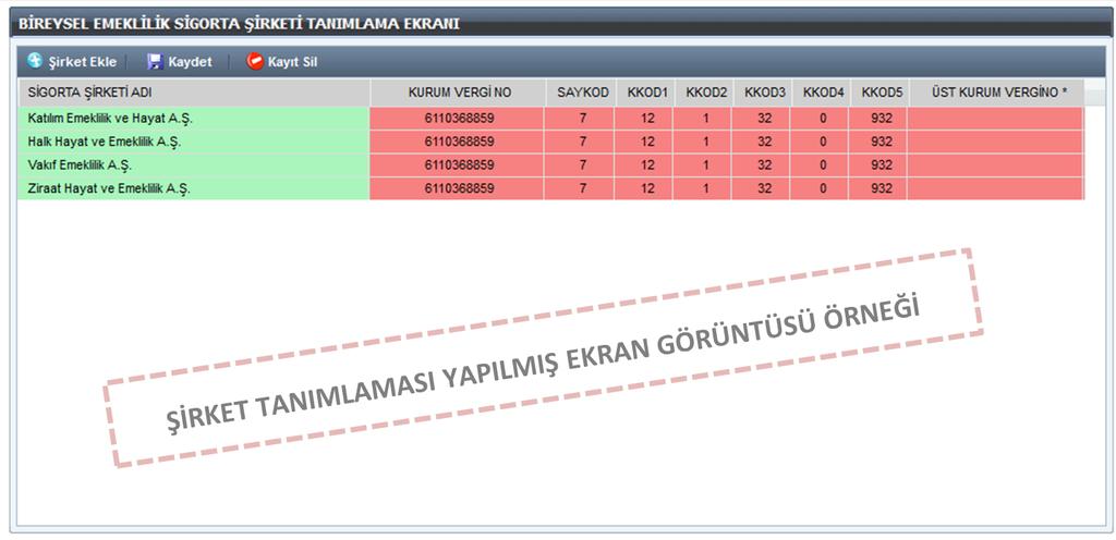 Şirket seçimi yapıldıktan sonra Kaydet butonuna olduğu şirket/şirketler bilgisi, referans olacak şekilde