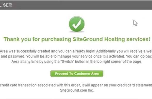 Ödeme işlemi gerçekleştikten sonra SiteGround Hosting, size kullanıcı bilgilerinizi ve sitenizle ilgili bilgileri mail olarak gönderecektir. Genellikle mailler hemen geliyor.