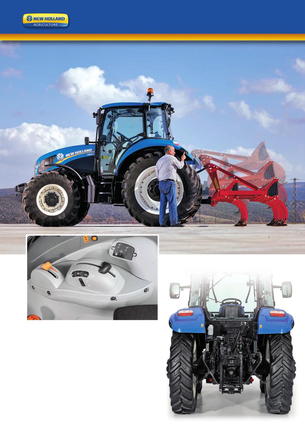 HASSAS ELEKTRONİK ÇEKİ KOLU New Holland TR5 serisi, ergonomik şekilde sağ elin altına yerleşmiş elektro hidrolik çeki kontrol sistemi sayesinde yükseklik ve derinlik ayarlarını hassas bir şekilde