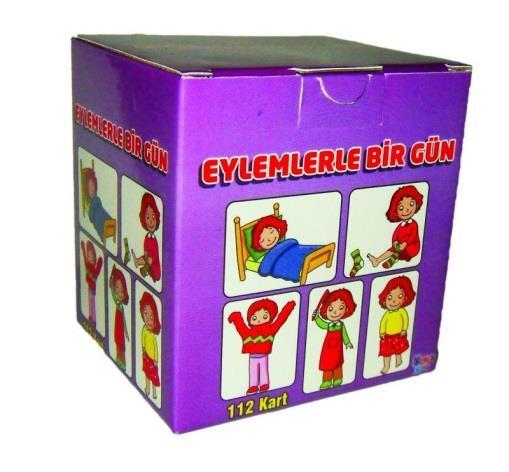 6 Ana Kart 36 Tamamlama Kartı 30 28 EYLEMLERLE BİR GÜN 112 büyük boy (10x12 cm) resimlerden oluşan bir settir. Çocuğun bir gününü eylemlerle ifaden eder.