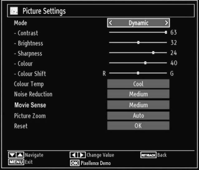 Throughout the demo mode, the screen is splitted into two sections, one displaying the Pixellence II active area; the other displaying the normal broadcast. Press OK button to quit the demo mode.