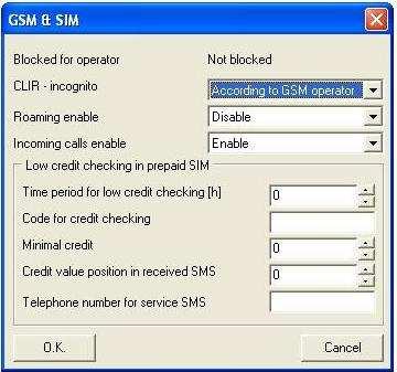 GSM&SIM : GSM şebekesi ve SIM karta ilişkin ayarların yapılacağı ekrana ulaştırır: Blocked for operator ifadesi Smartgate in herhangi bir GSM operatoru dışındakiler için kilitli olup olmadığını