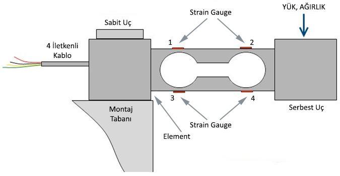30 Load Cell ler çelik karkasa sahip olmakla birlikte genellikle alüminyum çerçeve üzerine yerleştirilen Strain Gauge 'lardan elde edilir.