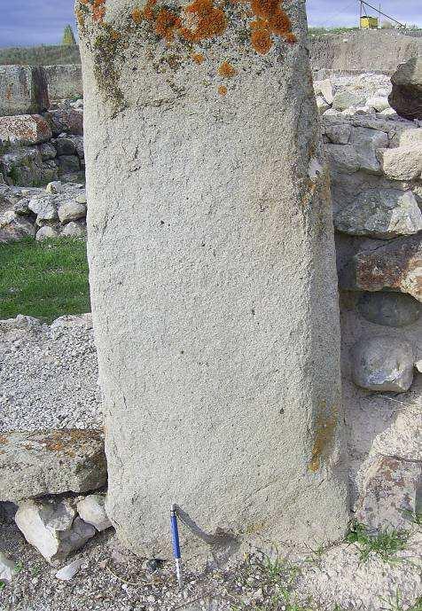 Kazı alanında avlu olarak adlandırılan bölümün yan duvarlarında mabet sarayı giriş kapısının duvarlarında ve yer döşemesi olarak kullanılan taşlar, gri açık-gri renkli kayaçlardır (Şekil 10.9).