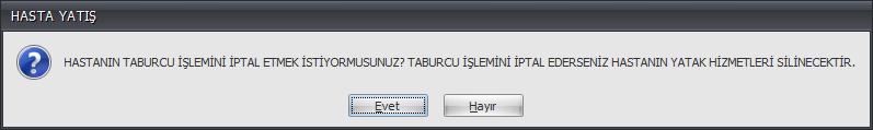 3. TABURCU OLANLAR Taburcu olanlar sayfasının varsayılanında bugün tarihi gelmektedir. Dilediğiniz tarih aralığını belirleyerek o tarih aralığında taburcu olan hastaları listelersiniz. Resim 13.