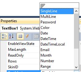 TextBox / TextMode Özelliği <asp:textbox ID="TextBox1" runat="server«textmode="singleline">