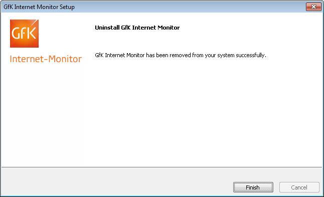 Eğer yazılımı Denetim Masasından kaldırmayı seçerseniz, lütfen Remove (Kaldır) daki GfK Internet Monitörü yanında bulunan Windows XP seçiniz ve GfK Internet Monitöründe doğrudan Windows