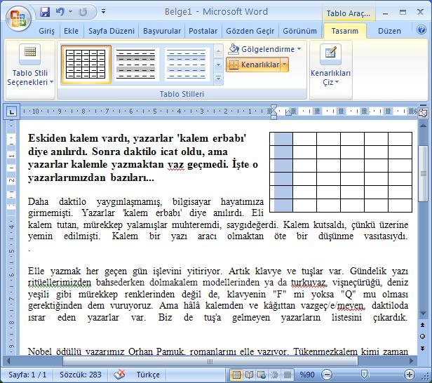 Yerleştirme ; word'de yapmış olduğunuz tablonun netin içerisinde istediğiniz yere konulmasını