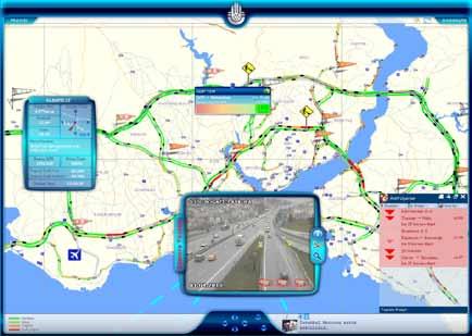 86 İstanbul Metropoliten Alanı Entegre Kentsel Ulaşım Ana Planı (İUAP) Bölüm 6 Online Trafik Yoğunluk Haritası Trafik ölçüm sistemleri tarafından Trafik Kontrol Merkezine iletilen anlık trafik