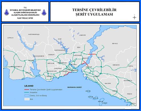 İstanbul Metropoliten Alanı Entegre Kentsel Ulaşım Ana Planı (İUAP) Bölüm 6 91 Şekil 6.3.2 Tersine Çevrilebilir Şerit Uygulaması 6.3.2 Kamyon Yasağı Şekil 6.