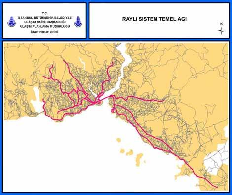 2.1 de gösterilmektedir. Şekil 12.2.1 Karayolu Temel Ağı 12.2.2 Raylı Sistem Temel Ağı Raylı sistem temel ağı 2014 yılına kadar