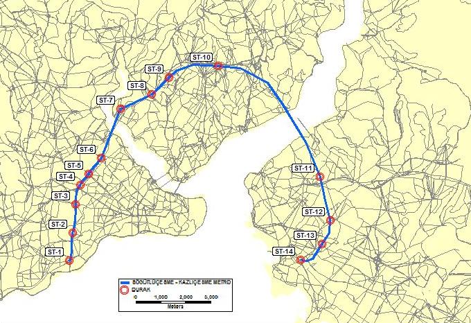 234 İstanbul Metropoliten Alanı Entegre Kentsel Ulaşım Ana Planı (İUAP) Bölüm 12 - Hat güzergahının mümkün olduğunca ana yollar, park alanları vb.