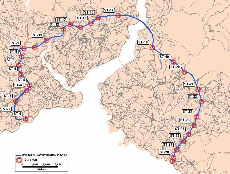 İstanbul Metropoliten Alanı Entegre Kentsel Ulaşım Ana Planı (İUAP) Bölüm 12 237 Bostancı - Kazlıçeşme Metro Hattı Bu hat Zeytinburnu ilçesinde bulunan Kazlıçeşme bölgesinden başlayıp sırasıyla