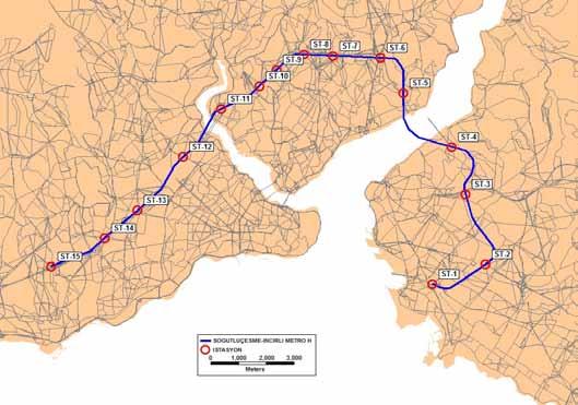 240 İstanbul Metropoliten Alanı Entegre Kentsel Ulaşım Ana Planı (İUAP) Bölüm 12 Söğütlüçeşme İncirli Metro Hattı Güzergâh Kadıköy ilçesinde bulunan TCDD Söğütlüçeşme istasyonundan başlayıp sırasıyla