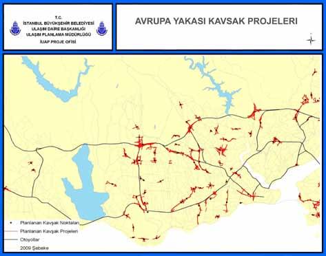 274 İstanbul Metropoliten Alanı Entegre Kentsel Ulaşım Ana Planı (İUAP) Bölüm 13 13.3 Merkezi Alanlardaki Karayolu Projeleri 13.3.1 Kavşak ve Bağlantı Kolları İBB, tüm kent alanını kapsayan birçok kavşaklarda iyileştirme projesi uygulamaktadır.