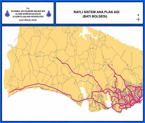 Avrupa yakasında ise kıyı boyunca; Marmaray hattı, M1, M2, M5, M8, M9 ve T1 hattı doğu - batı yönünde ana koridorları oluşturmaktadır.