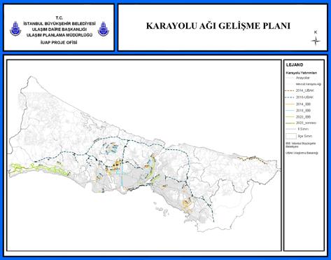 İstanbul Metropoliten Alanı Entegre Kentsel Ulaşım Ana Planı (İUAP) Bölüm 21 371 21 Bölüm 21 - Uygulama Planı ve Programı, Uygulama Araçları, Öncelikli Eylemler Planın öngördüğü yeni karayolu ve