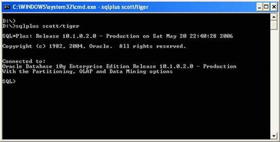 Şekil 7.3.14. Oracle Sorgu Yazma Ekranı-14 Daha önceki SQL*Plus ekranında olduğu gibi komutlar burada da aynen çalışır.