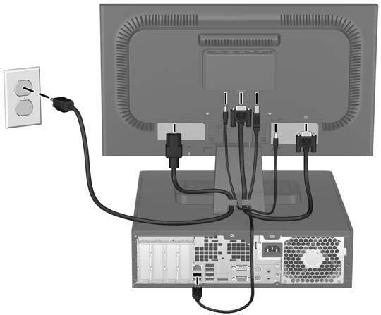 3. USB kablosunun (ürünle birlikte verilmez) bir ucunu monitör üzerindeki USB konektörüne ve diğer ucunu bilgisayar üzerindeki USB konektörüne bağlayın. 4.