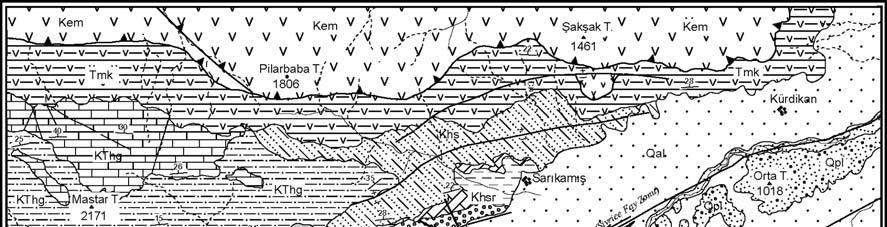H. Çelik ve E. Aksoy Şekil 3. İnceleme alanının jeoloji haritası.