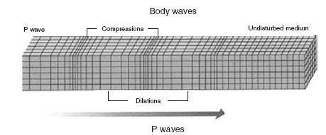 P Dalgası P dalgaları yayılma sırasında kayaları ileri-geri itip çekerek dalgaların