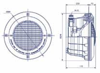 Elektrikli Havuz Ekipmanları ElectricalPool Equipments Dış Çerçeve Beyaz ABS, Dış Kovan UV Katkılı Polipropilen Mamül 300W/12V Par 56 Ampül ve 2x6 lık Kablosu ile Komple Çıkışı yandan veya arkadan